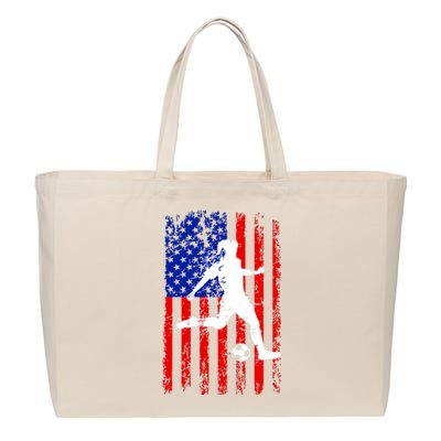 Usa American Flag Soccer For Girl Women Cotton Canvas Jumbo Tote