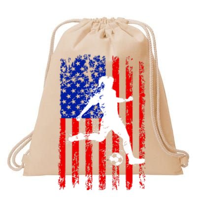 Usa American Flag Soccer For Girl Women Drawstring Bag