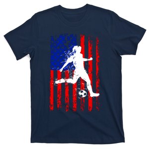 Usa American Flag Soccer For Girl Women T-Shirt