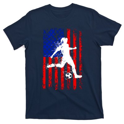 Usa American Flag Soccer For Girl Women T-Shirt