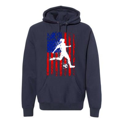 Usa American Flag Soccer For Girl Women Premium Hoodie