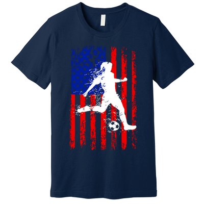 Usa American Flag Soccer For Girl Women Premium T-Shirt