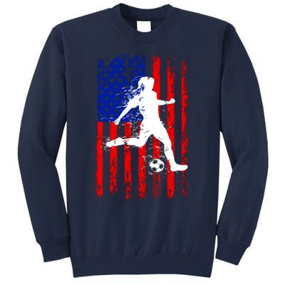 Usa American Flag Soccer For Girl Women Tall Sweatshirt