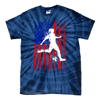 Usa American Flag Soccer For Girl Women Tie-Dye T-Shirt