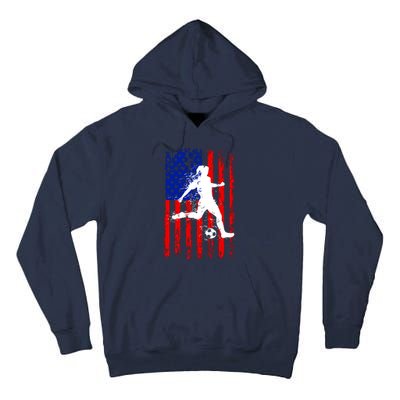 Usa American Flag Soccer For Girl Women Tall Hoodie