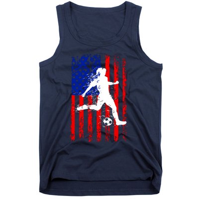 Usa American Flag Soccer For Girl Women Tank Top