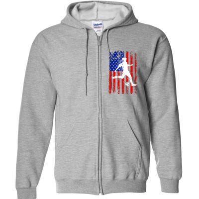 Usa American Flag Soccer For Girl Women Full Zip Hoodie