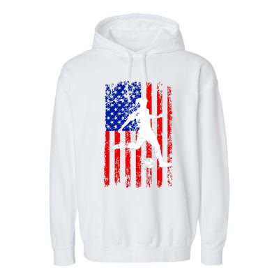 Usa American Flag Soccer For Girl Women Garment-Dyed Fleece Hoodie