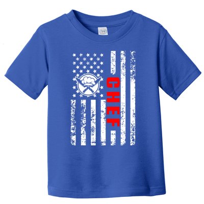 Us American Flag Food Cook Patriotic Ob As Chef Gift Toddler T-Shirt