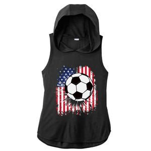 Usa American Flagc4th Of July Patriotic Ladies PosiCharge Tri-Blend Wicking Draft Hoodie Tank