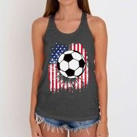 Usa American Flagc4th Of July Patriotic Women's Knotted Racerback Tank