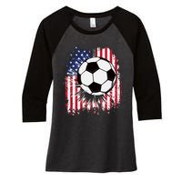 Usa American Flagc4th Of July Patriotic Women's Tri-Blend 3/4-Sleeve Raglan Shirt