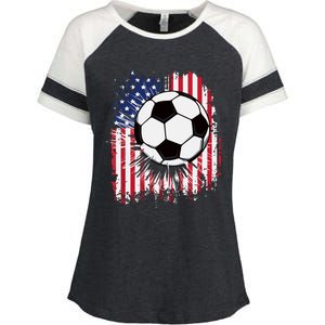 Usa American Flagc4th Of July Patriotic Enza Ladies Jersey Colorblock Tee