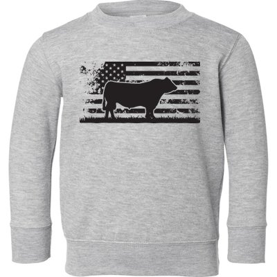 USA American Flag America Cow Black Angus Rancher Toddler Sweatshirt