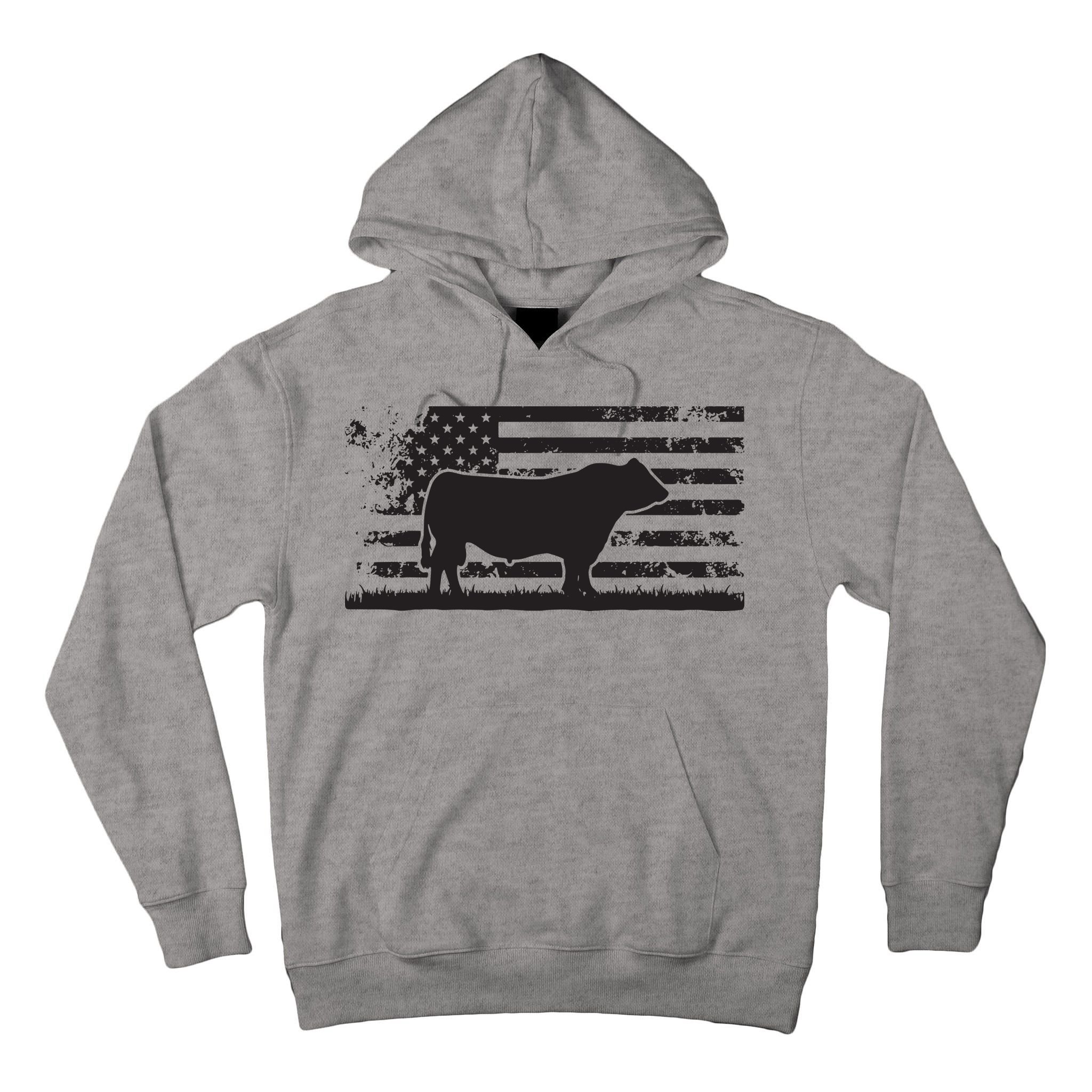 USA American Flag America Cow Black Angus Rancher Tall Hoodie