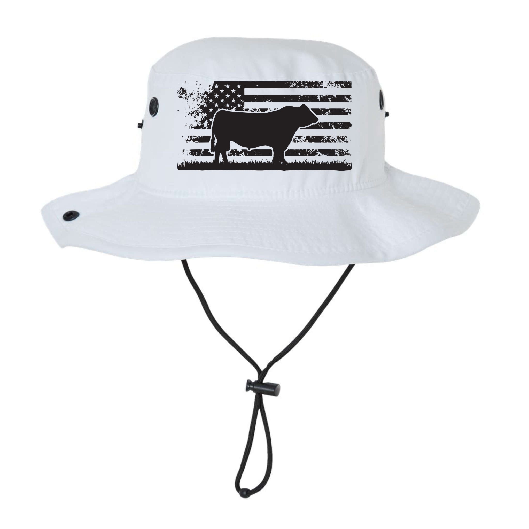 USA American Flag America Cow Black Angus Rancher Bucket Hat