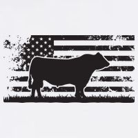 USA American Flag America Cow Black Angus Rancher Bucket Hat