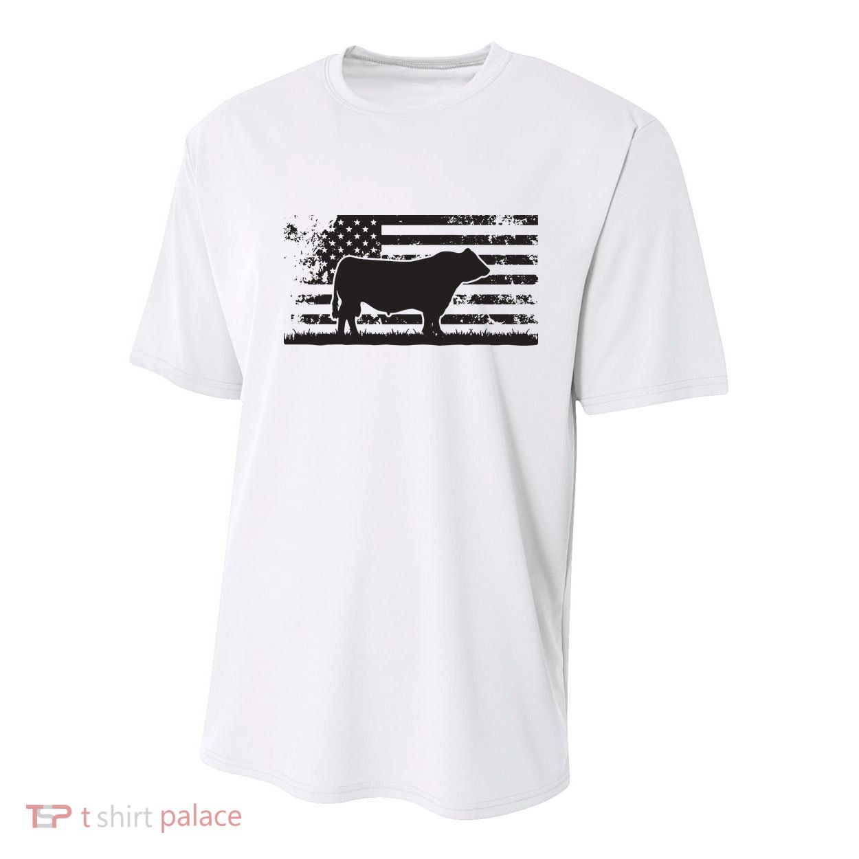 USA American Flag America Cow Black Angus Rancher Youth Performance Sprint T-Shirt