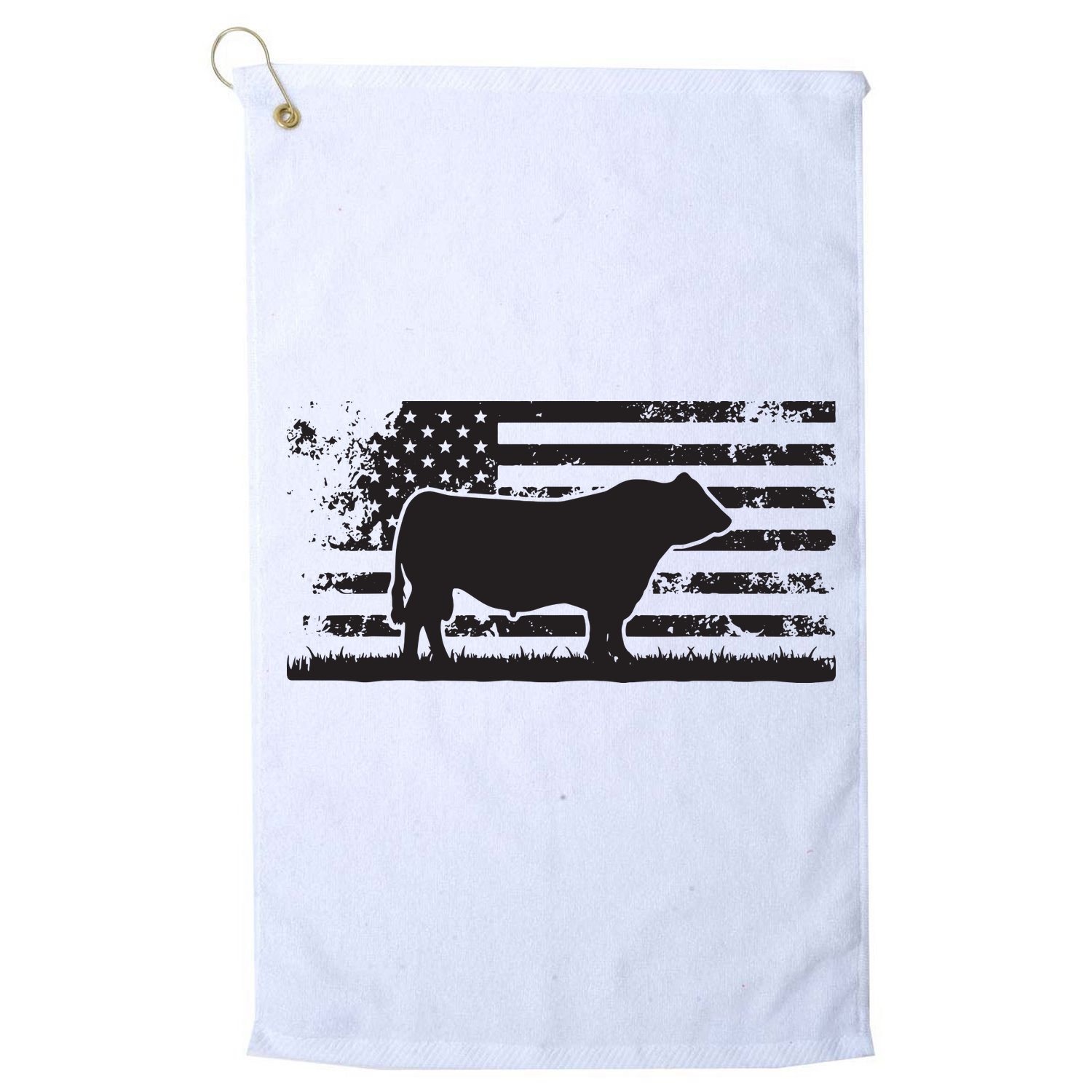 USA American Flag America Cow Black Angus Rancher Golf Towel