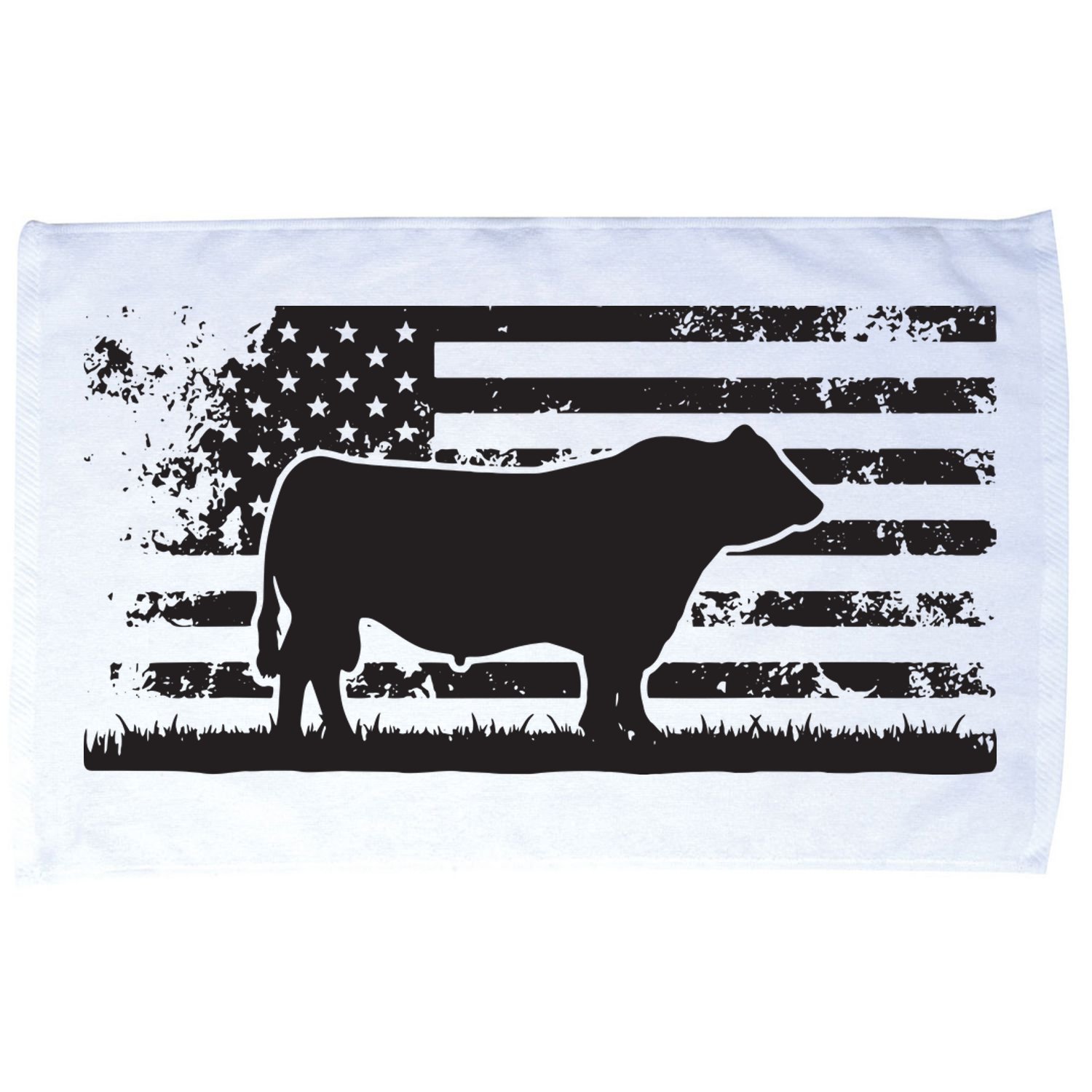 USA American Flag America Cow Black Angus Rancher Microfiber Hand Towel