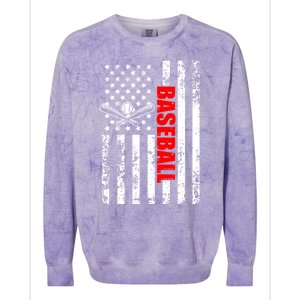 Us American Flag Baseball Patriotic Baseball Gift Colorblast Crewneck Sweatshirt