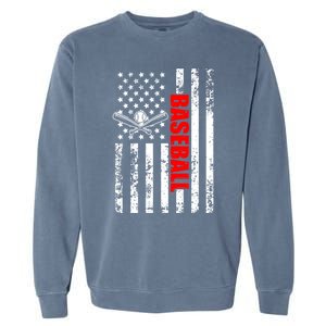 Us American Flag Baseball Patriotic Baseball Gift Garment-Dyed Sweatshirt