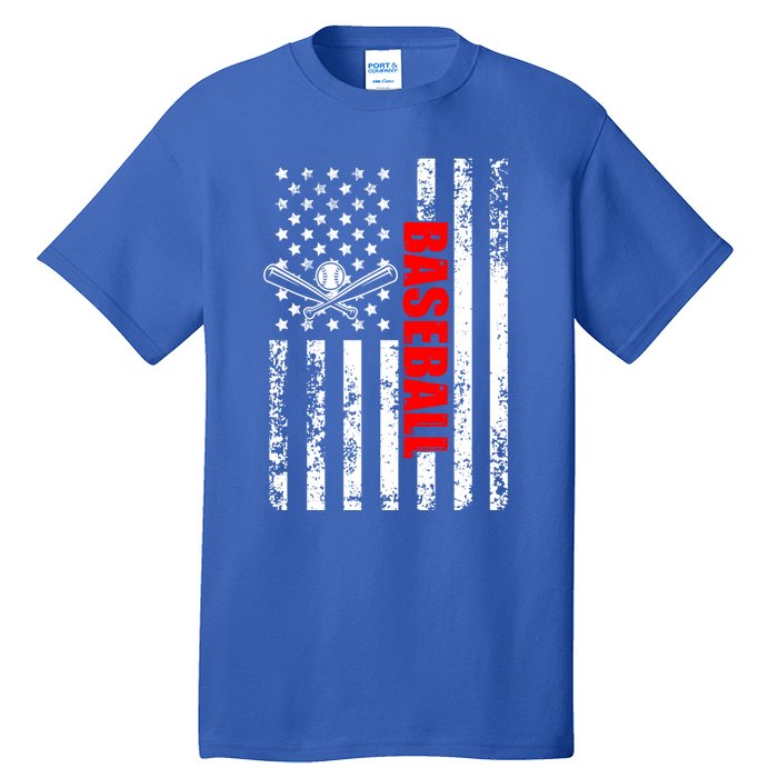 Us American Flag Baseball Patriotic Baseball Gift Tall T-Shirt