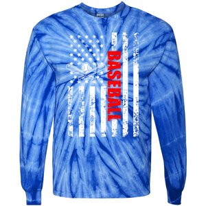 Us American Flag Baseball Patriotic Baseball Gift Tie-Dye Long Sleeve Shirt