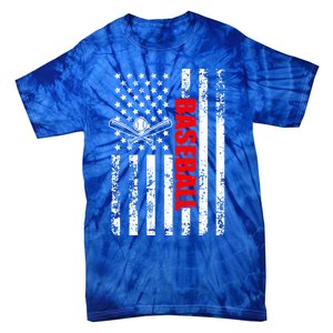 Us American Flag Baseball Patriotic Baseball Gift Tie-Dye T-Shirt