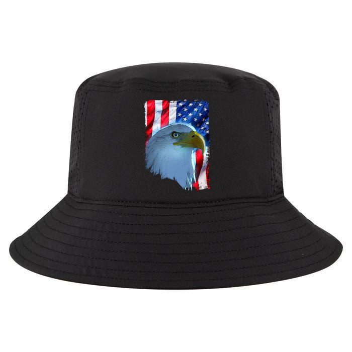 USA American Flag Eagle Distressed Style Cool Comfort Performance Bucket Hat