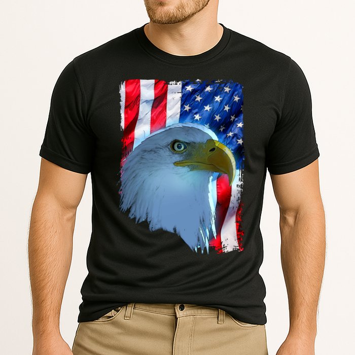 USA American Flag Eagle Distressed Style Cooling Performance Crew T-Shirt