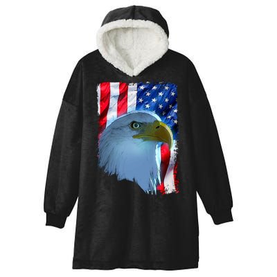 USA American Flag Eagle Distressed Style Hooded Wearable Blanket