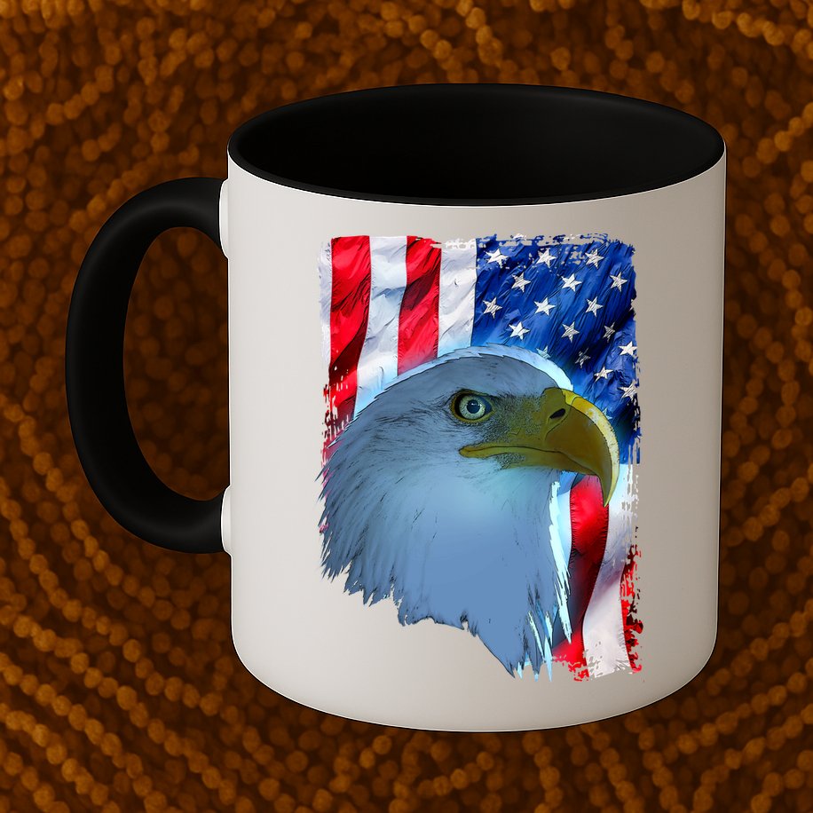 USA American Flag Eagle Distressed Style Mug