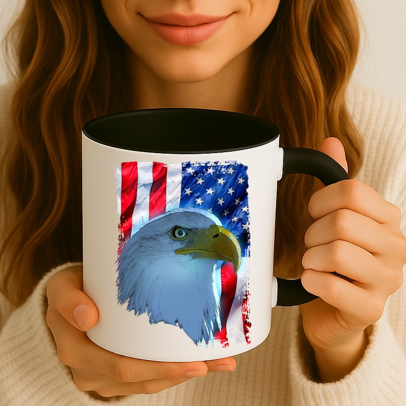 USA American Flag Eagle Distressed Style Mug