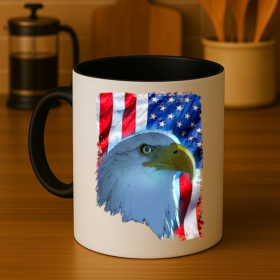 USA American Flag Eagle Distressed Style Mug