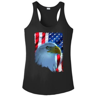 USA American Flag Eagle Distressed Style Ladies PosiCharge Competitor Racerback Tank