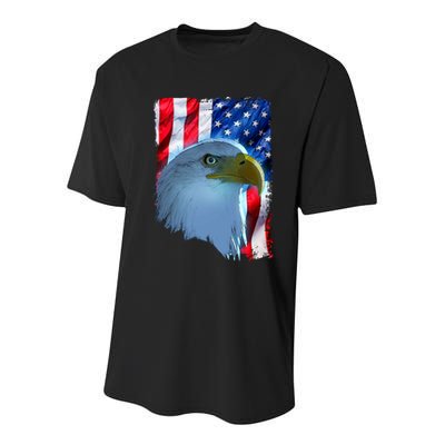 USA American Flag Eagle Distressed Style Youth Performance Sprint T-Shirt