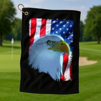 USA American Flag Eagle Distressed Style Golf Towel