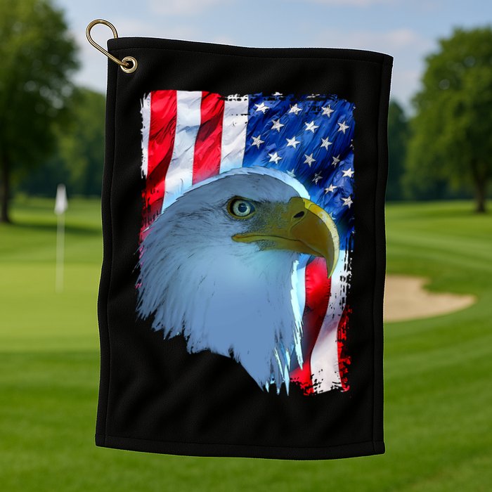 USA American Flag Eagle Distressed Style Golf Towel
