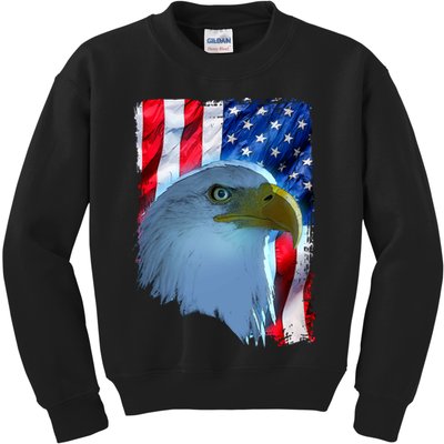 USA American Flag Eagle Distressed Style Kids Sweatshirt