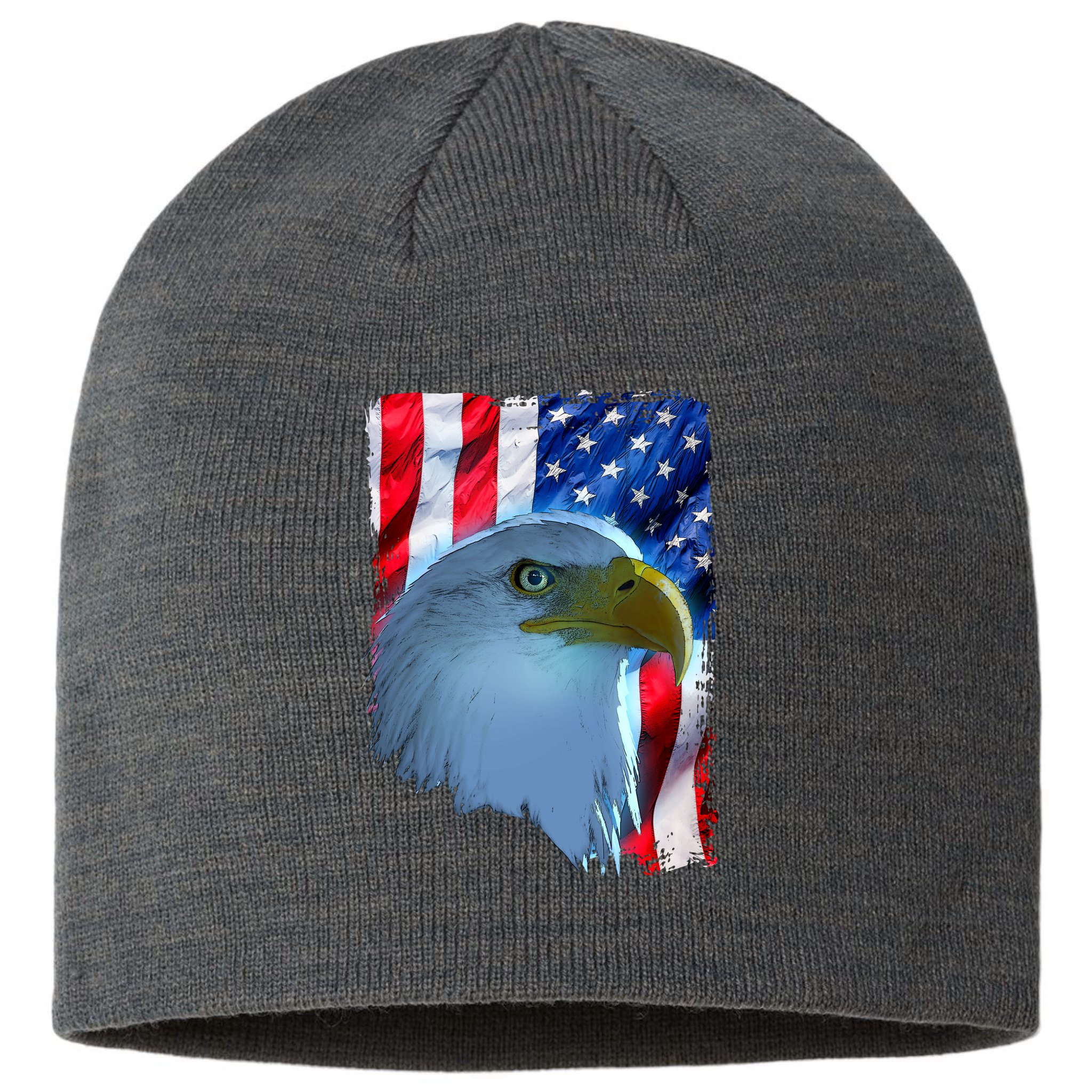 USA American Flag Eagle Distressed Style Sustainable Beanie