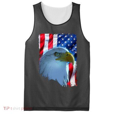 USA American Flag Eagle Distressed Style Mesh Reversible Basketball Jersey Tank