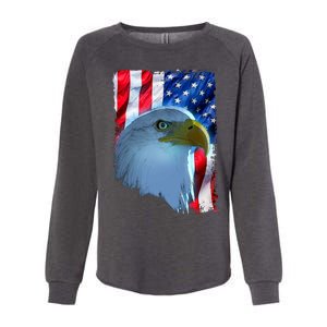 USA American Flag Eagle Distressed Style Womens California Wash Sweatshirt