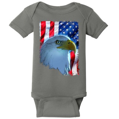 USA American Flag Eagle Distressed Style Baby Bodysuit