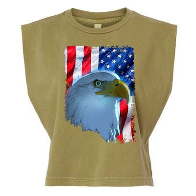 USA American Flag Eagle Distressed Style Garment-Dyed Women's Muscle Tee