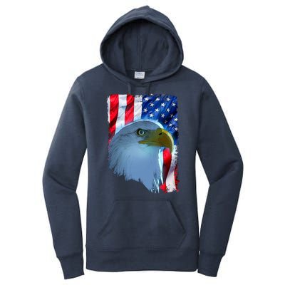 USA American Flag Eagle Distressed Style Women's Pullover Hoodie