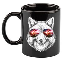 USA American Flag Fireworks Fox 11oz C Handle Ceramic Mug