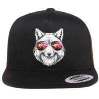USA American Flag Fireworks Fox Flat Bill Trucker Hat