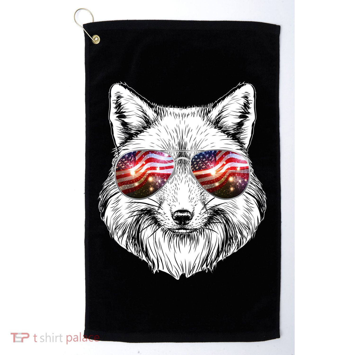 USA American Flag Fireworks Fox Golf Towel
