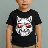 USA American Flag Fireworks Fox Toddler T-Shirt